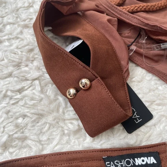 Fashion Nova Brown Mini Skirt Set - Picture 11 of 14